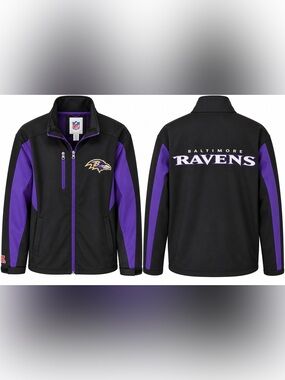 New NFL Men's NFL Baltimore Ravens Full Zip Lined Softshell Jacket Mens XL